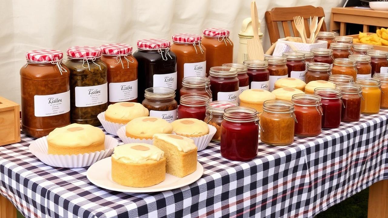 Homemade cakes and jams