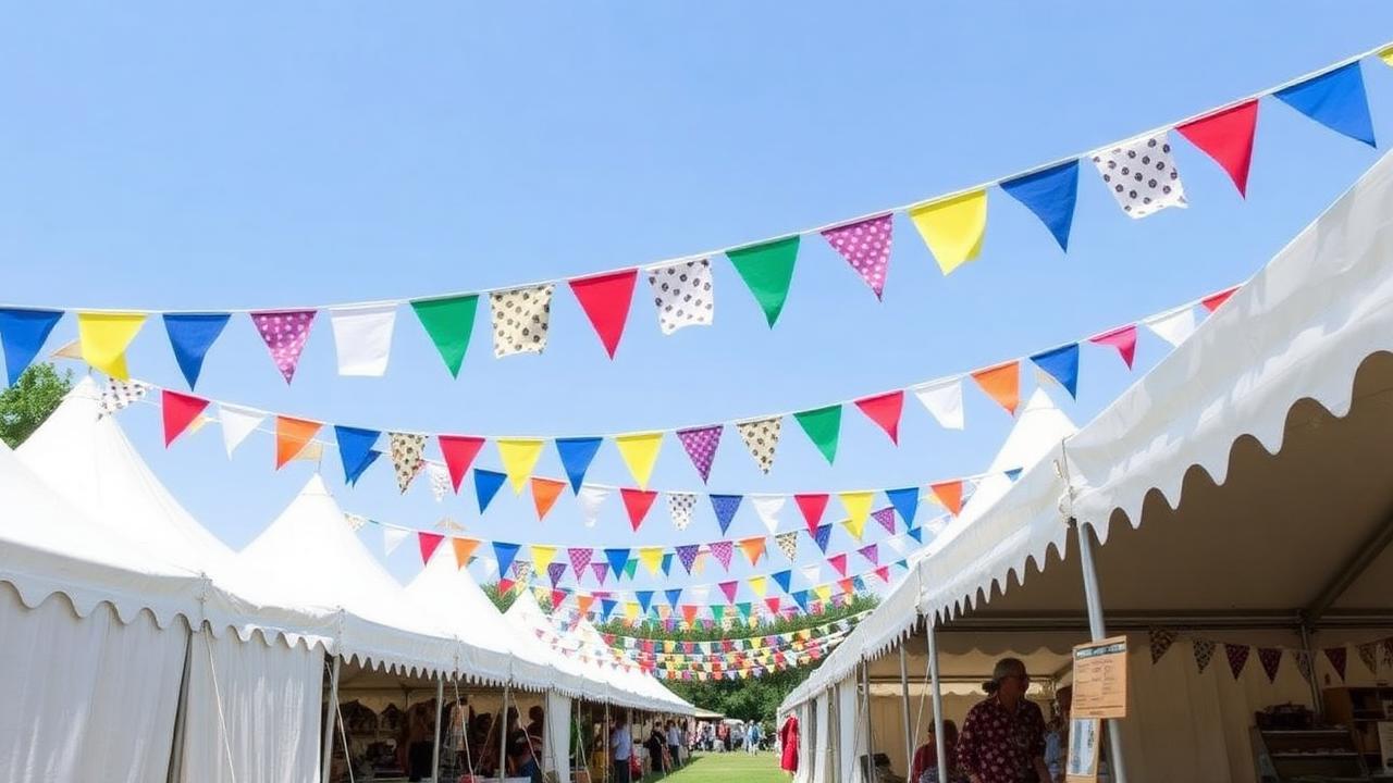 Bunting strung between show marquees