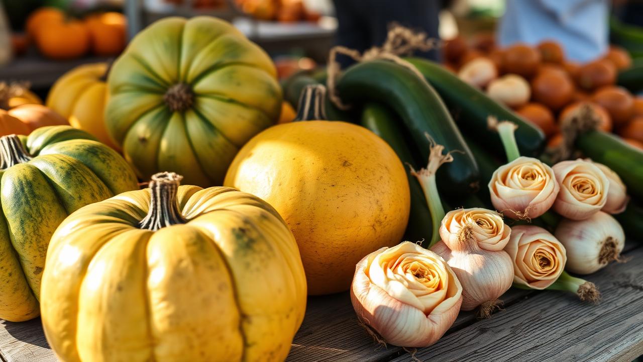 Prize-winning vegetables on the show bench